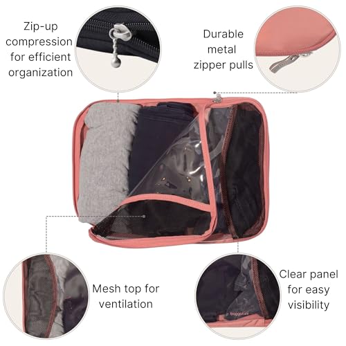 Baggallini Compression Cube 3-piece set - Lightweight Compression Packing Cubes for Travel - color: Terracotta
