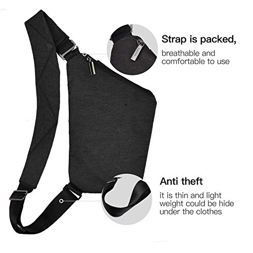 VADOO Sling Bag - Anti-theft Crossbody Shoulder Bag for Men and Women - color: Black