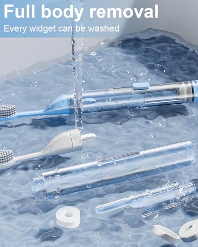 2 Pcs Travel Toothbrush Kit Fold Built-in Toothbrushes Set, Soft Bristles for Travel Camping School Business Trip (Blue, White) - color: Blue,white