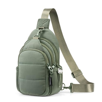 TOPEAST Sling Bag for Women, Anti-Theft Crossbody Bag with RFID Blocking & Water Bottle Holder for Travel, Water-resistant - color: Green