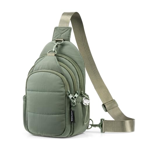 TOPEAST Sling Bag for Women, Anti-Theft Crossbody Bag with RFID Blocking & Water Bottle Holder for Travel, Water-resistant - color: Green