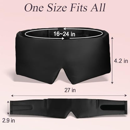 Silk Sleep Eye Mask for Side Sleeper Men Women, Eye Mask Sleeping 100% 22 Momme Pure Mulberry Silk for Night Sleep,Travel, Face-Hugging Padded Eye Cover for Sleeping with Adjustable Band-Black - color: Black