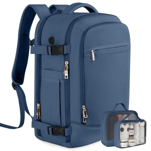 Rinlist Travel Backpack, Carry-on Backpack for Men Women, Travel Backpack Carry on Flight Approved, 40L Personal Item Backpack Personal Item Backpack Bag, Travel Essentials, Dark Blue - color: Dark Blue