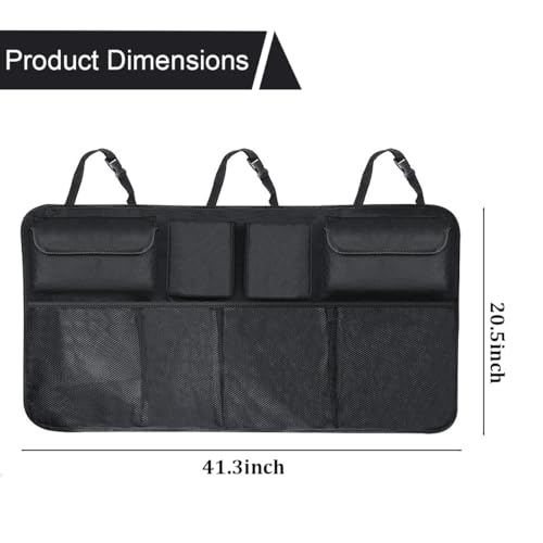 Car Trunk Organizer, Large Capacity 600D Oxford Cloth Vehicle Storage Bag with 8 Pocekt, Automotive Backseat Hanging Cargo Organization Accessories, Universal for SUV MPV Van