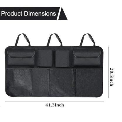 Car Trunk Organizer, Large Capacity 600D Oxford Cloth Vehicle Storage Bag with 8 Pocekt, Automotive Backseat Hanging Cargo Organization Accessories, Universal for SUV MPV Van
