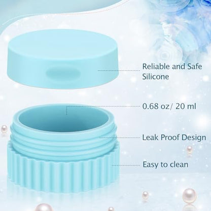 Maxcheck 4 Pcs Travel Containers for Toiletries 0.68 Oz/20 ml Small Silicone Cream Jar with Lid Mini Leakproof Lotion Jar Refillable Travel Cosmetic Container for Face Body Skin Cream (Black and Gray) - color: Black and Gray