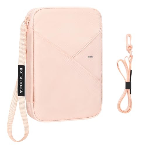 Veki Passport Holder for Travel Women Family, Passport Wallet Bag, RFID Travel Document Organizer, Waterproof Passport Holder for Men, Portable Case for Cards, Cash, Tickets, ID (Pink, M) - color: Pink, size: M