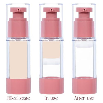 1oz 30ml Airless Pump Bottles, Refillable Leak Proof Travel Pump Bottle Toiletry Cosmetic Skincare Containers for Lotion Toner Gel Foundation (3 Pieces) - color: Pink