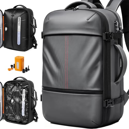 IKYWT Vacuum Seal Backpack Travel with Ultra-Power Pump, 80L Expandable Travel Backpack with Vacuum System w/TSA Lock - color: Gray