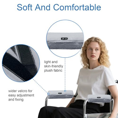 SPRING SEAON Wheelchair Armrest Covers 2 Pack Soft Memory Foam Wheelchair armrest Pads Wicking Washable for Office Transport Chair (Gray) - color: Gray