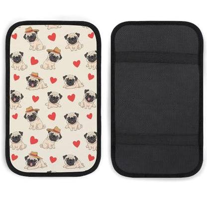 Auto Center Console Cushion Pad Red Love Heart Pug, Waterproof Armrest Box Protection Cover, Comfortable Interior Accessories - color: Picture (80)