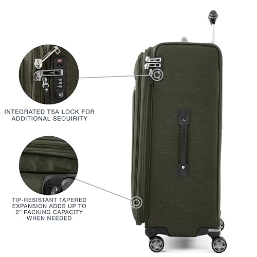 Travelpro Platinum Elite Softside Expandable Checked Luggage, 8 Wheel Spinner Large Suitcase, TSA Lock, Men and Women, Pilot Green, Checked Large 29-Inch - color: Pilot Green, size: Checked-Large 29-Inch