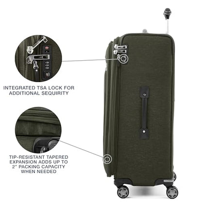 Travelpro Platinum Elite Softside Expandable Checked Luggage, 8 Wheel Spinner Large Suitcase, TSA Lock, Men and Women, Pilot Green, Checked Large 29-Inch - color: Pilot Green, size: Checked-Large 29-Inch