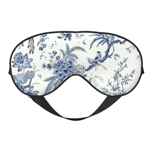 Sleep Eye Mask Vintage Blue Floral Sleep Mask for Women Men Comfortable Eye Mask with Adjustable Strap Soft Eye Cover Blindfold for Travel Yoga Nap Shift Work - color: Vintage Blue Floral