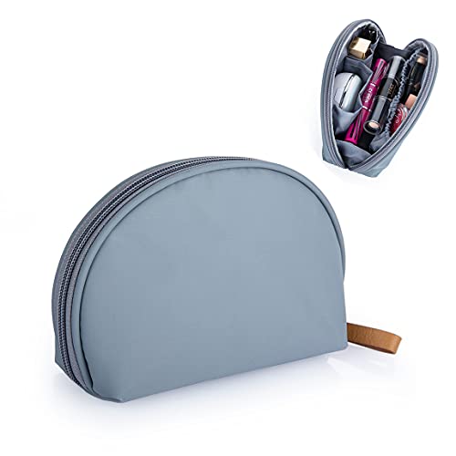 Hekyip Half Moon Cosmetic Beauty Bag for Purse Travel Handy Makeup Pouch for Women Girls (Grey-blue) - color: Grey-blue
