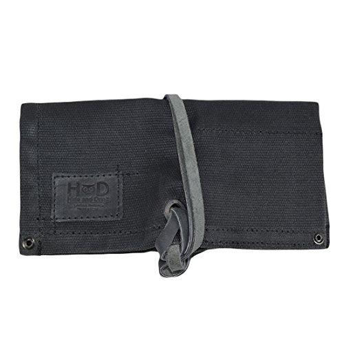 Hide & Drink, Waterproof Waxed Canvas Travel Watch Roll Organizer with 4 Slots, Easy Carry On Watchlover Storage, Handmade Travel Case, Charcoal Black - color: Charcoal Black