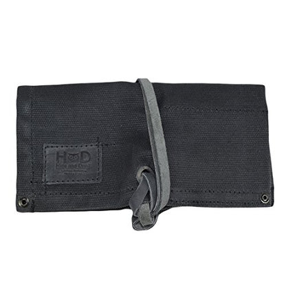Hide & Drink, Waterproof Waxed Canvas Travel Watch Roll Organizer with 4 Slots, Easy Carry On Watchlover Storage, Handmade Travel Case, Charcoal Black - color: Charcoal Black