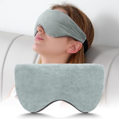 Sivio Weighted Eye Mask for Sleeping, Cooling & Cozy Reversible Blackout Sleep Mask for Women & Men, Microwave Freezable Heavy Blindfold for Airplane, Travel, Meditation, 0.55lb, Grey - color: Grey
