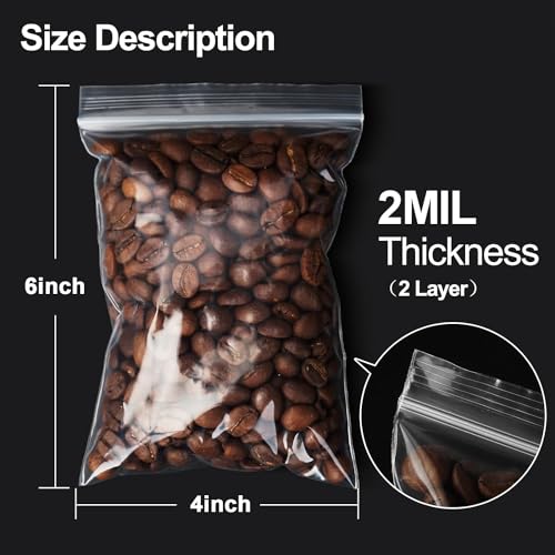 AGBOLO Small Plastic Bags, 1200ct 4"x6" Premium Small Zip Baggies Resealable, 2 Mil(2 Layer) Ultra Strong & Durable Mini Zipper Bags for Jewelry and Business - Clear - color: 4" x 6"