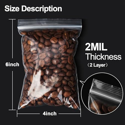AGBOLO Small Plastic Bags, 1200ct 4"x6" Premium Small Zip Baggies Resealable, 2 Mil(2 Layer) Ultra Strong & Durable Mini Zipper Bags for Jewelry and Business - Clear - color: 4" x 6"