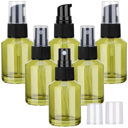 Segbeauty 6pcs 1oz Glass Mini Travel Bottles of 3pcs Small Lotion Containers, 3pcs Perfume Travel Refillable Bottles, 30ml Pump Dispenser Empty Spray Bottle, Oils Liquid Container Bottle Dispenser - size: 1oz+1 fl oz
