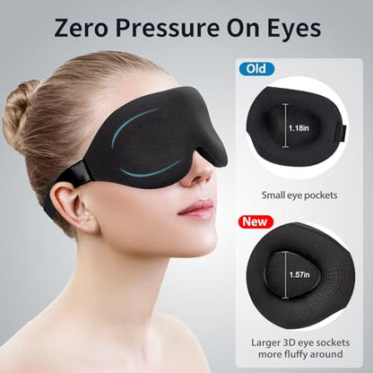 NEWVANGA Sleep Mask for Back and Side Sleeper, Block Out Light, Luxury Sleeping Eye Mask of 3D Night Blindfold, Zero Pressure Breathable Travel Eye Cover Black - color: Black