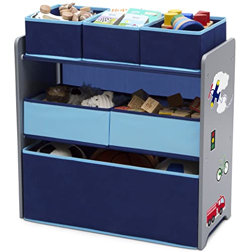 Delta Children Design and Store 6 Bin Toy Organizer, Grey/Blue - color: Grey/Blue