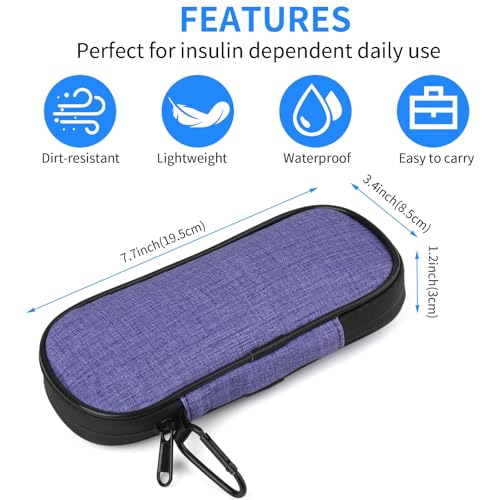 GERMUN Insulin Pen Cooler Travel Case with 2 Reusable TSA Approved Ice Packs, Diabetic Medication Insulated Cool Organizer Bag for Insulin Pens and Other Diabetic Supplies Storage (Purple) - color: Purple