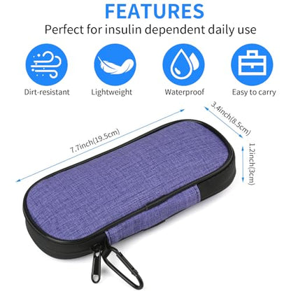 GERMUN Insulin Pen Cooler Travel Case with 2 Reusable TSA Approved Ice Packs, Diabetic Medication Insulated Cool Organizer Bag for Insulin Pens and Other Diabetic Supplies Storage (Purple) - color: Purple