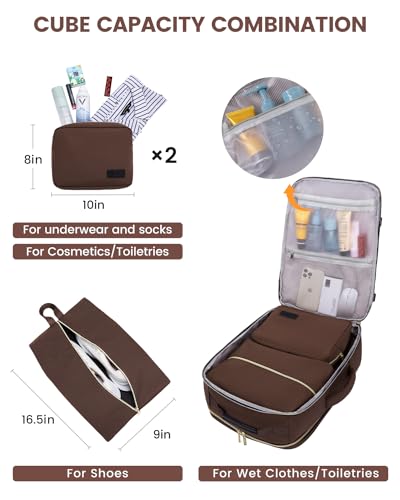 LOVEVOOK 50L Travel Backpack for Women & Men, Airline Approved Carry On Luggage with 3 Packing Cubes, TSA Overnight Bags, Waterproof Personal Item Bag, Weekender Essentials Backpacks fits 17" Laptop - color: Dark Grey-light Grey-black, size: X-Large