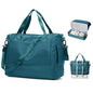 Travel Duffel Bag with Shoe Compartment, Large Weekender Bags for Women Men with Trolley Sleeve for Airplane, Waterproof Carry on Bag Sport Tote Bags Hospital Holdalls, Peacock Blue - color: A1-Blue with Shoe Compartment