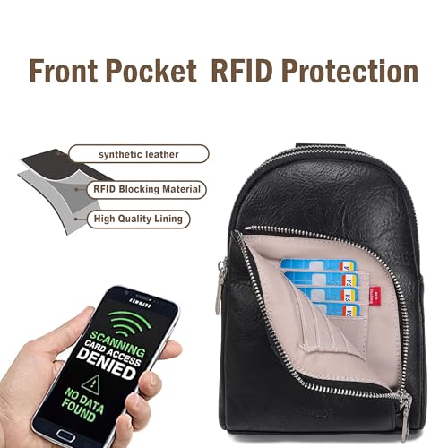 INICAT RFID Blocking Sling Bag, Anti Theft Crossbody Bag for Women Compact Travel Purses Leather - color: Dark Blackish