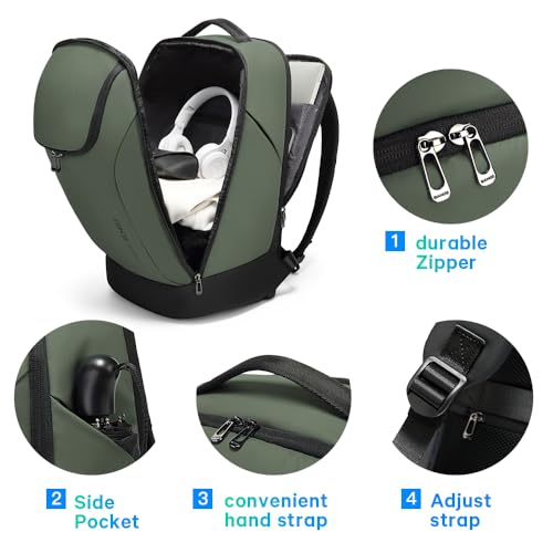 BANGE Business Commute Backpack Waterproof fit 15.6 Inch adopt in Commute,Travel Durable Backpack (Green) - color: Green(no Charge Port)