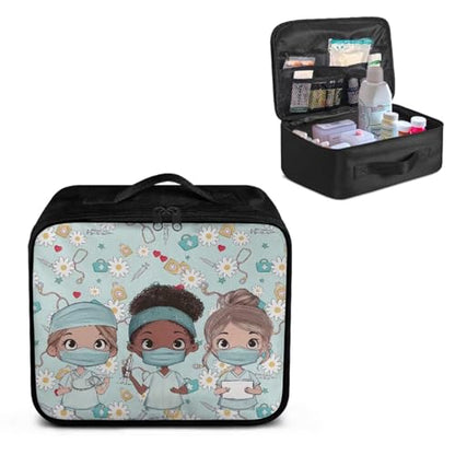 Empty First Aid Bag Nurse Blue Medical Bag Empty Large Capacity for Home Office and Travel Use Lightweight Washable Soft Fabric Organizational Pouch for Emergencies - color: Nurse Blue