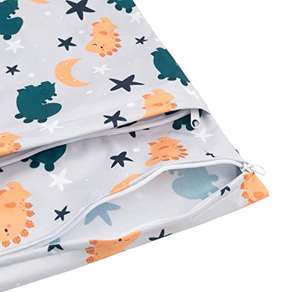 babygoal Wet Dry Bags for Baby Cloth Diapers, Washable Travel Bags, Beach, Pool, Gym Bag for Swimsuits & Wet Clothes with Two Zippered Pockets 3 Pack, 3LN23 - color: Animal world