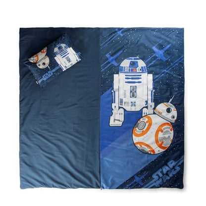 Jay Franco Kids Slumber Bag and Pillow - 54 x 27 Inch Comfy Indoor Sleeping Bag for School and Sleepovers, 2 Piece Set, Blue - Star Wars - color: Blue - Star Wars