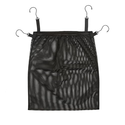 Mesh Side Pouch for Pool Storage Bin,19.7x19.7 in Elastic Hanging Net Mesh Bag,Expandable Organizer Bag with Hooks for Pool, Toy Storage Holder for Pool Accessories,Outdoor Supplies