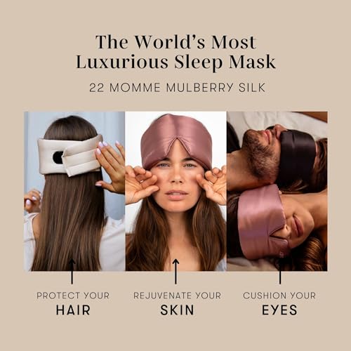 DROWSY Silk Sleep Mask - Face-Hugging, Padded Cocoon for Luxury Sleep in Total Darkness - 100% Pure Mulberry Silk (Dusty Gold) - color: Dusty Gold, size: 1 Count (Pack of 1)