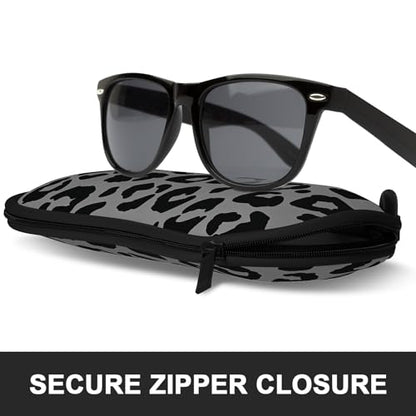 Sunglasses Soft Case, Ultra Light Portable Neoprene Zipper Glasses Case for Men Women - color: Classic Leopard