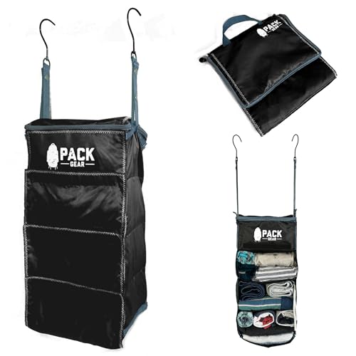 Pack Gear Hanging Luggage Organizer - Our Carry On Closet Insert Fits Any Carry-On - Our Hanging Luggage Organizer Uses Velcro to Allow Quick Access to your Clothes (Solid Black) - color: Black