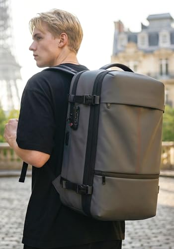 IKYWT Vacuum Seal Backpack Travel with Ultra-Power Pump, 80L Expandable Travel Backpack with Vacuum System w/TSA Lock - color: Gray