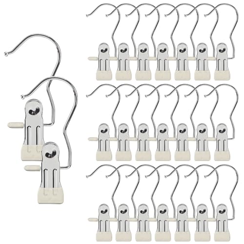 Hangers Clips,Stainless Multi Function Clip Hooks,Laundry Hanging Hooks Clips,Closet Hangers,Boot Clips， Hats Clips,Socks Clips,Pants Clips, Bras Clips (30, Rice-White) - color: Rice-white