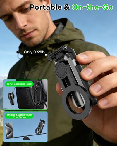 CloudValley Magnetic Selfie Stick & Mini Tripod, 360° Rotation Extendable Handheld Stabilizer/Camera Grip with Remote, 5 in 1 Portable Phone Stand for iPhone/Android, Travel Vlog, Live Stream, Black - color: Black
