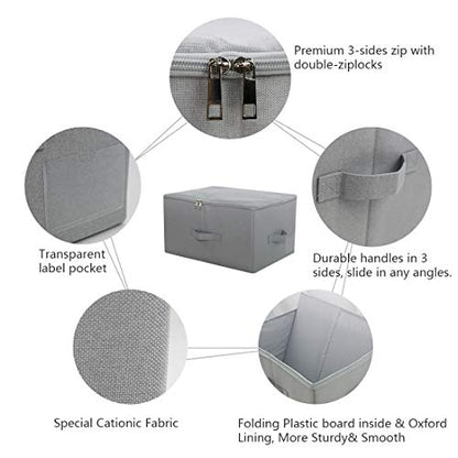 iwill CREATE PRO 17.6"x 13.6"x 9.7",Dust-proof Closet Clothes Storage Boxes with Zip Lid, Breathable Fabric & Collapsible Design Organizer Bins for Clothing Toy Dolls Shoes Blankets, Light Gray, 2pcs - color: Light Gray