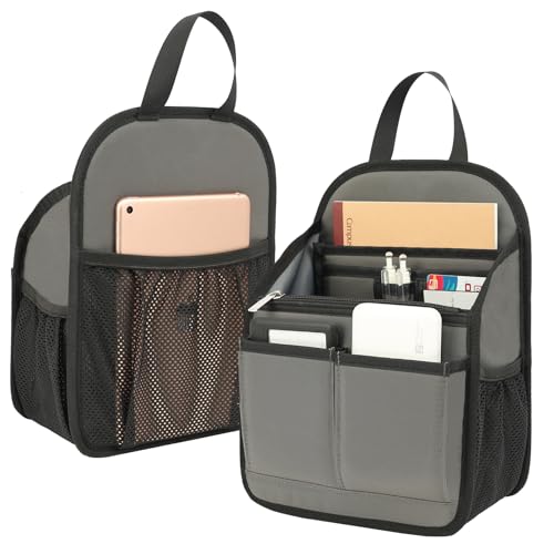 Mini Premium Rugged Backpack Purse Organizer Insert for Women Fashion Small Backpack-19 Pockets,Padded Water-repellent Nylon-Gray - color: Gray, size: Small