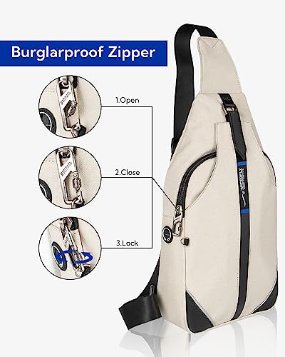 WATERFLY Medium Crossbody Sling Backpack Anti Theft Backpack for Traveling Chest Shoulder Bag - color: White(medium)