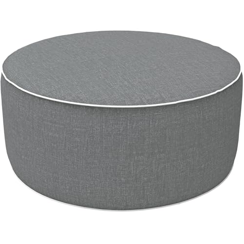 LVTXIII Outdoor/Indoor Inflatable Ottoman, 21"x21"x9" Patio Footrest Stool, Portable Round Pouf Ottoman for Patio Garden, Camping or Home Decoration, Grey Textured - color: Grey Textured, size: 21"D x 21"W x 9"H