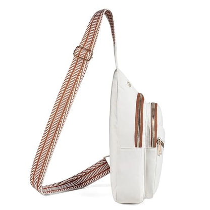AOSTIHOT Crossbody Small Sling Backpack Sling Bag for Women, Chest Bag Daypack Crossbody for Travel Sport Running Hiking White Brown - color: Z-white Brown