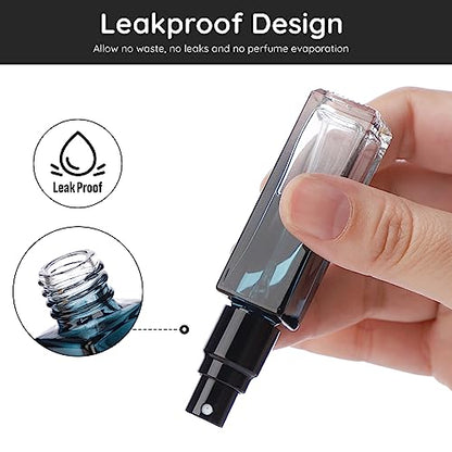 Segbeauty Travel Perfume Bottle Refillable, 5pcs 10ML Mini Glass Perfume Containers with Funnel and Pipette, Empty Portable Leak-proof Fragrance Bottles Spray Atomizer Pump Bottle Kit for Toiletries - color: Blue-black, style: Mini Bottles
