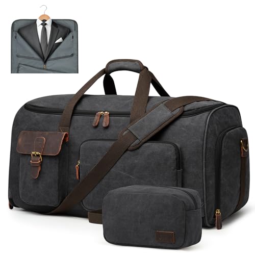 S-ZONE Garment Bags for Travel Convertible Garment Duffle Bags for Travel Suit Carry on Luggage for Men Hanging Suitcase - color: Black